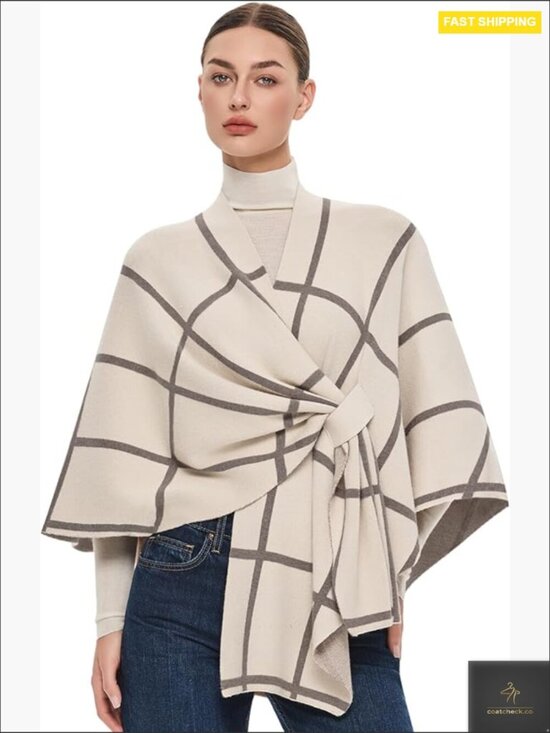 Accessories - Elegant Shawl Wrap Poncho Sweater Soft Open Front Chic Versatile Layering